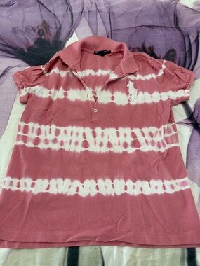 Ralph Lauren Pink and White Tie-Dye Polo Shirt